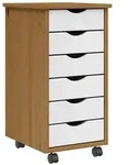 vidaXL Rollschrank mit Schubladen MOSS Honigbraun Massivholz Kiefer
