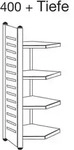 Design-Regal M2 Eckfeld BXHxT 400x1800x400mm 4 B&ouml;den alusilber/lichtgrau