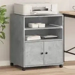 vidaXL Druckerst&auml;nder mit Rollen Betongrau 60x48x74 cm