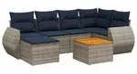 vidaXL 7-teiliges Gartensofa-Set mit Kissen, grau, Polyrattan