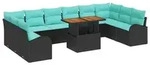 vidaXL Garten-Sofa-Set mit Speicher 11 pcs Schwarz Poly Rattan