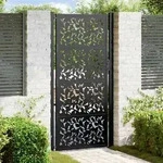 vidaXL Gartentor Schwarz 105x205 cm Stahl Blatt-Design
