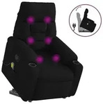 vidaXL Massagesessel mit Aufstehhilfe Schwarz Stoff