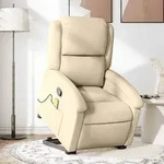 vidaXL Massagesessel mit Aufstehhilfe Creme Stoff