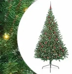 vidaXL K&uuml;nstlicher vorbeleuchteter Weihnachtsbaum Gr&uuml;n 210 cm PVC