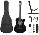 "vidaXL 12-tlg Westerngitarre Set mit 6 Saiten Schwarz 38""