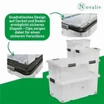 Novaliv Aufbewahrungsbox mit Deckel Gro&szlig; 55L transparente Nestbar stapelbare