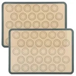 Intirilife 2x wiederverwendbare Silikon Macaron Backmatte in Grau-Braun mit 42...