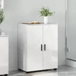 vidaXL Badezimmerschrank mit Speicher Hochglanz Wei&szlig; 60 x 35 x 80 cm