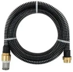 "vidaXL Saugschlauch mit Messing-Anschl&uuml;ssen Schwarz 1,1" 4 m PVC"