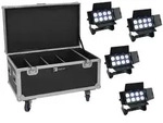 EUROLITE Set 4x Multiflood IP 8x10W RGBW Wash + Case