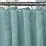 Waffel Duschvorhang Metallringe T&uuml;rkis Stoff Textil 182x214cm 1er Pack
