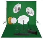vidaXL Fotostudio-Set mit Lampen, Schirmen, Hintergrund & Reflektor