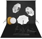 vidaXL Fotostudio-Set mit Leuchten, Schirmen, Hintergrund, Reflektor