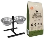 vidaXL Futterst&auml;nder und Sch&uuml;ssel mit Hundefutter Silber und Schwarz