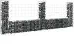 vidaXL Gabionenkorb U-Form mit 3 S&auml;ulen Eisen 260x20x100 cm