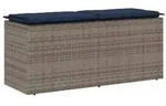 vidaXL Gartenbank mit Kissen Grau 110x40x44 cm Poly Rattan