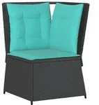 vidaXL Garten-Ecksofa mit Kissen Schwarz Poly-Rattan