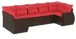 vidaXL 7-teiliges Gartensofa-Set mit Kissen, braun, Polyrattan