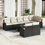 vidaXL 8-tlg. Garten-Sofagarnitur mit Kissen Braun Poly Rattan