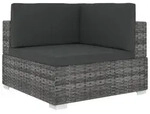 vidaXL Sofa-Eckteil mit Kissen Poly Rattan Grau