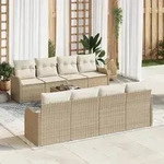 vidaXL 9-teiliges Garten-Sofa-Set mit Kissen Beige Poly Rattan