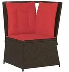 vidaXL Garten-Ecksofa mit Kissen Braun Polyrattan