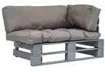 vidaXL Outdoor-Sofa Paletten mit Kissen in Grau Kiefernholz