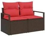 vidaXL Garten-Sofa mit Kissen 120 x 62 x 69 cm Poly-Rattan