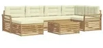 vidaXL Outdoor-Sofagarnitur mit Kissen 7 pcs Wei&szlig; und Creme