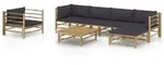 vidaXL 7-tlg. Garten-Lounge-Set mit Dunkelgrauen Kissen Bambus