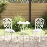 vidaXL 3-tlg. Garten-Bistro-Set Wei&szlig; Aluminiumguss