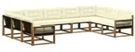 vidaXL Outdoor-Sofagarnitur mit Kissen 9 pcs Natur und Creme