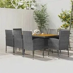 vidaXL 9-tlg. Garten-Essgruppe Poly Rattan Grau