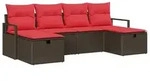 vidaXL Sofa Set mit Kissen 5 pcs Poly-Rattan