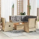 vidaXL 6-tlg. Garten-Lounge-Set mit Kissen Beige Poly Rattan