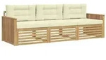 vidaXL Outdoor-Sofagarnitur 3 pcs Wei&szlig; und Creme Massivholz Akazie