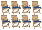 vidaXL Klappbare Gartenst&uuml;hle mit Kissen 8 Stk. Massivholz Teak