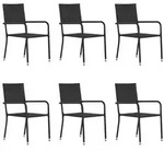 vidaXL Garten-Essst&uuml;hle 6 Stk. Stapelbar Schwarz Polyrattan