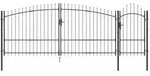 vidaXL Gartentor mit Schloss Grau 100 x 500 cm Stahl