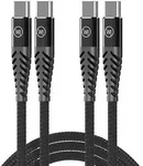 2x Dual USB-C Ladekabel 60W 1m Textilkabel, Schnellladekabel, Datenkabel f&uuml;r...