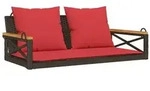 vidaXL H&auml;ngebank mit Kissen Braun 109x62x40 cm Poly Rattan