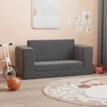 vidaXL Kinder-Schlafsofa 2-Sitzer Anthrazit Weicher Pl&uuml;sch