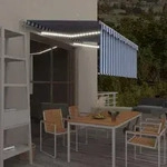 vidaXL Markise Manuell Einziehbar mit Rollo LED 3,5x2,5m Blau Wei&szlig;