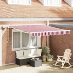 vidaXL Manuelle einziehbare Markise mit LED Rot-wei&szlig;en Streifen 350x250 cm