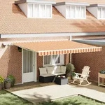 vidaXL Manuelle einziehbare Markise mit LED in Gelb und Orange 450x350 cm