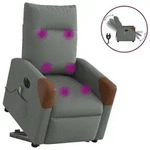 vidaXL Elektrischer Massagesessel mit Aufstehhilfe Dunkelgrau Stoff