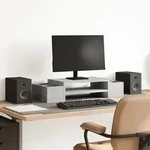 vidaXL Monitorst&auml;nder mit Stauraum Betongrau 70x27x15 Holzwerkstoff