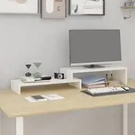 vidaXL Monitorst&auml;nder Wei&szlig; (52-101)x22x14 cm Massivholz Kiefer