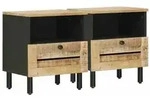 vidaXL Nachttisch 2 pcs Braun 40 x 33 x 46 cm Massivholz Mango
